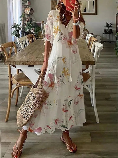 Ava - Elegant boho-klänning med magtäckning