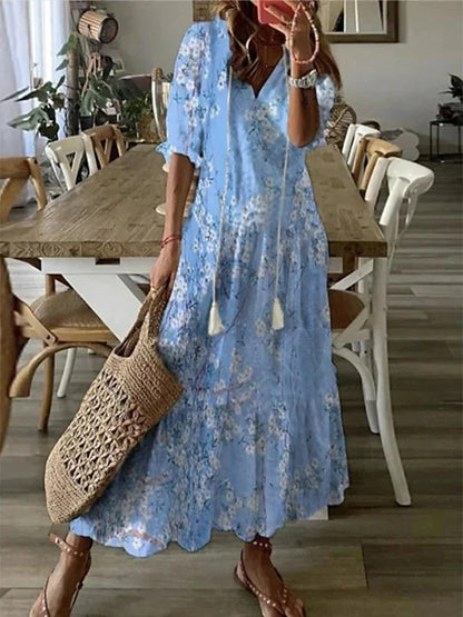 Ava - Elegant boho-klänning med magtäckning