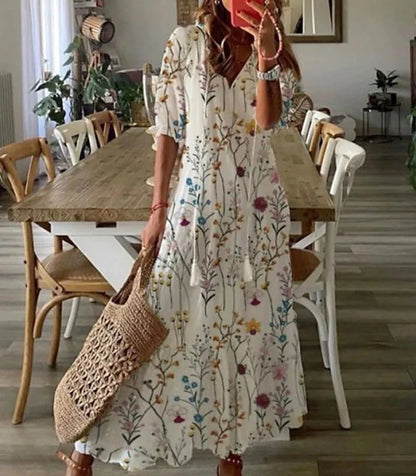 Ava - Elegant boho-klänning med magtäckning