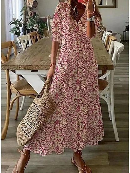 Ava - Elegant boho-klänning med magtäckning