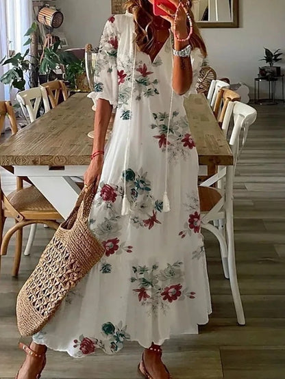 Ava - Elegant boho-klänning med magtäckning